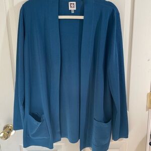 Anne Klein Blue Open Front Cardigan Sweater